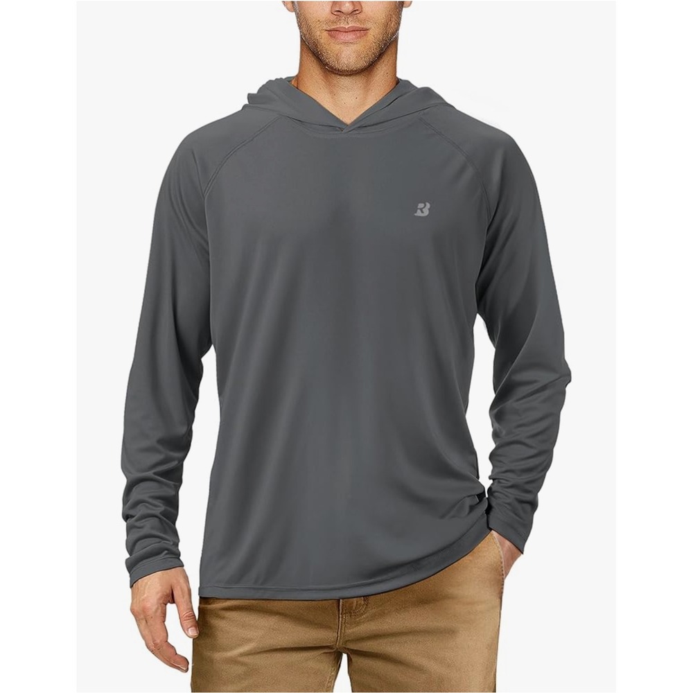 Roadbox UPF 50+ Fishing Shirts Men, Long Sleeve UV Sun Protection Hoodie Large